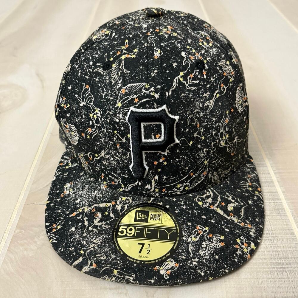 Pittsburgh Pirates MLB 59Fifty Fitted Hat Sz 7.5(59.6cm) Black With Zodiac Signs